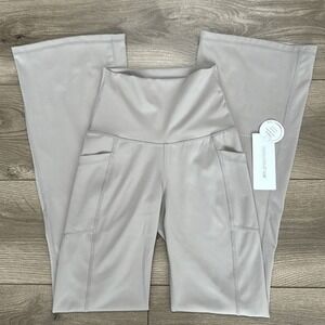 Yogalicious Lux Tribeca Flare Super High Rise Side Pocket Satelite Tan Leggings